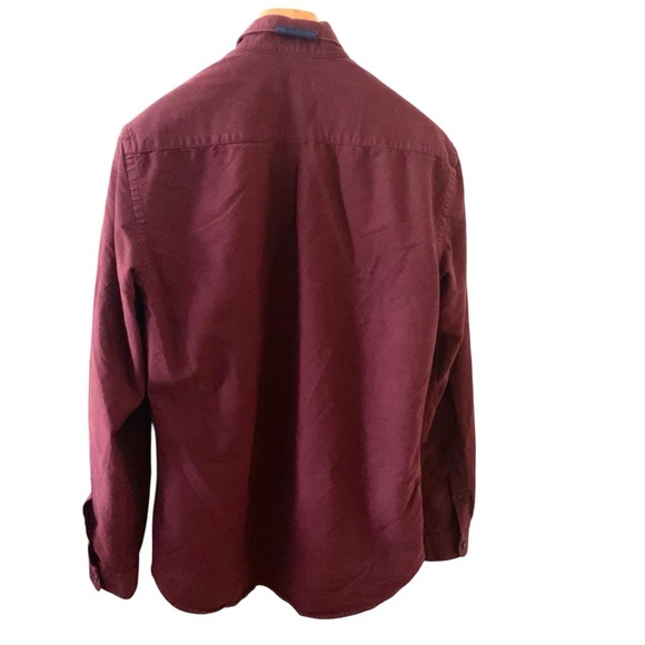 Zara Man Slim Fit Burgundy Long Sleeve Shirt Size L Minimalist Preppy Classic - Picture 2 of 7